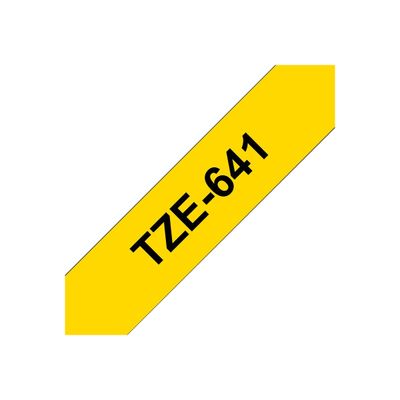 4977766686716-Brother TZe641 - Ruban d'étiquettes auto-adhésives - 1 rouleau (18 mm x 8 m) - fond jaune-Angle gauche-0