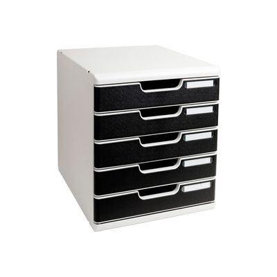 9002493023932-Exacompta Modulo - Module de classement 5 tiroirs - gris lumière/noir-Angle gauche-0
