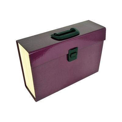 3386177080173-Pierre Henry - Classeur ménager premium (valisette trieur) 20 onglets - aubergine-Angle gauche-0