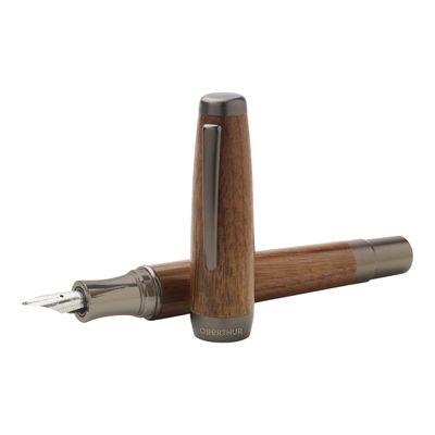 3108722408023-Oberthur Argan - Stylo plume noyer-Angle gauche-1