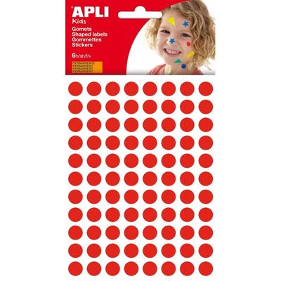 8410782132295-APLI kids - Round permanent educational stickers - 10.5 mm, 6 sheets - rouge--0