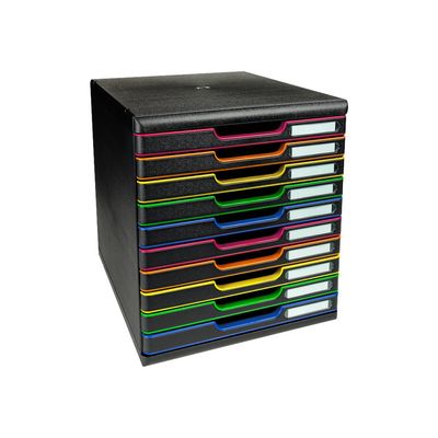 9002493423664-Exacompta Modulo - Module de classement 10 tiroirs - noir/arlequin-Angle gauche-1