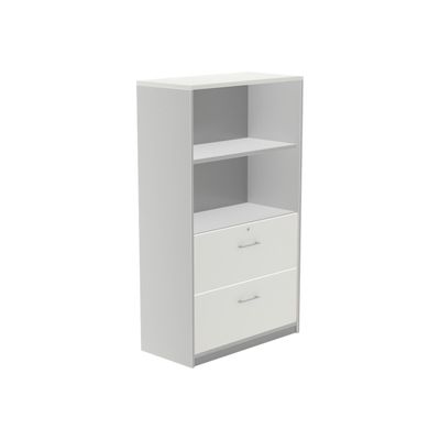 8427951996480-rocada STORE - Bibliothèque - 2 tiroirs - mélamine - blanc, aluminium-P_622445_1-0