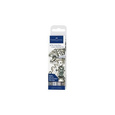 4005402671953-Faber-Castell PITT artist - Ensemble de stylo-brosse et crayon fin - bande dessinée - permanent - gris froid I, gris chaud III, gris chaud IV, gri-P_646908_3-0