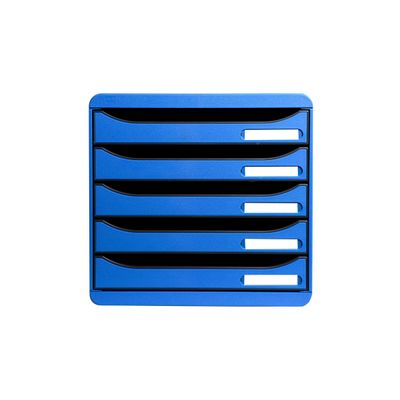 9002493421776-Exacompta BigBox Plus - Module de classement 5 tiroirs - bleu glacé-Avant-1