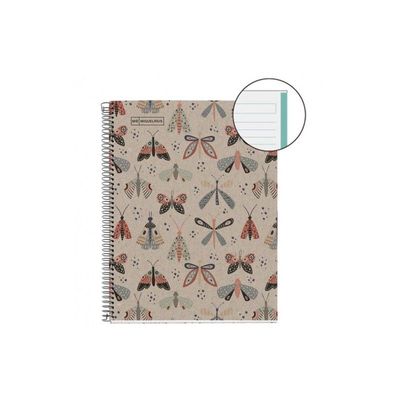 8422593061091-Miquelrius Eco Design - Cahier de notes - reliure à spirale - A4 - 80 feuilles / 160 pages - ligné - 2 trous - papillon éco --0