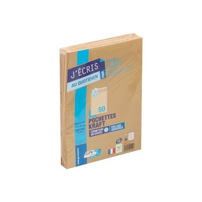 3250650005543-GPV - 50 Pochettes Enveloppes B5 250 x 176 mm - 85 gr - sans fenêtre - kraft - bande adhé-Angle gauche-0