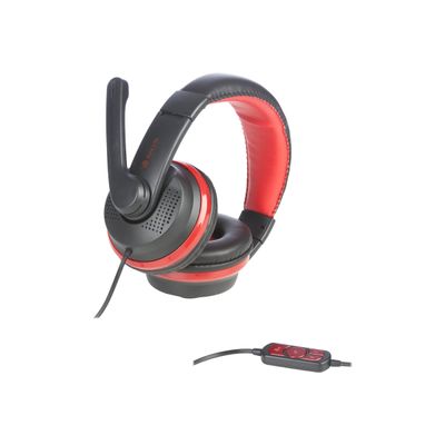 8435430605839-NGS VOX 700 - Casque filaire avec micro - connexion USB - noir et rouge-Angle gauche-3