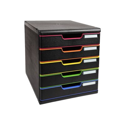 9002493423657-Exacompta Modulo - Module de classement 5 tiroirs - noir/arlequin-Angle gauche-1