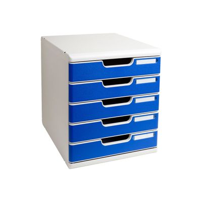 9002493023895-Exacompta Modulo - Module de classement 5 tiroirs - gris lumière/bleu-Angle gauche-0