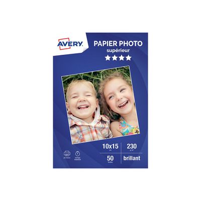 4004182067154-Avery - Papier Photo brillant - 10 x 15 cm - 230 g/m² - impression jet d'encre - 50 feuilles-Avant-0