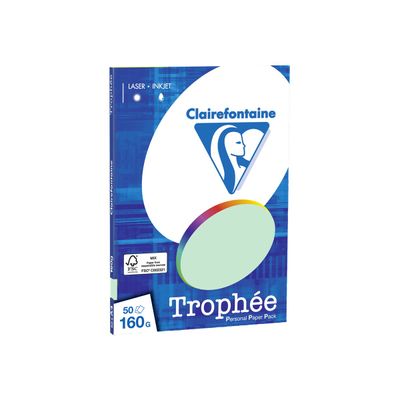 0400000041551-Clairefontaine Trophée - Papier couleur - A4 (210 x 297 mm) - 160 g/m² - Ramette de 50 fe-Angle gauche-0