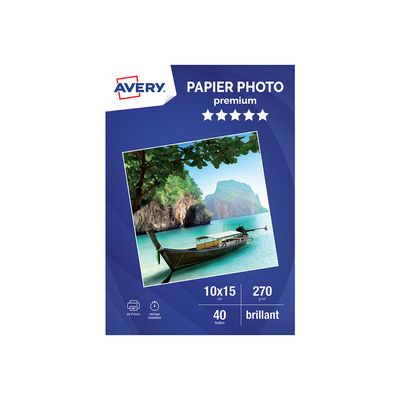 4004182067161-Avery - Papier Photo brillant - 10 x 15 cm - 270 g/m² - impression jet d'encre - 40 feuilles-Avant-0