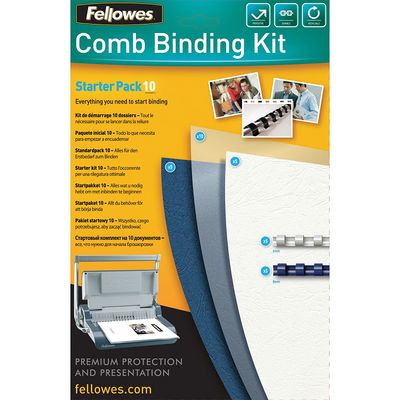043859514724-Fellowes - kit de démarrage de reliure A4 (21 x 29,7 cm) - pour 10  dossiers avec anneaux plastique 6 mm (x5), 8 -P_79140705_1-0