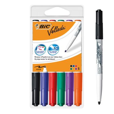 3086120057466-BIC VELLEDA 1741 - Pack de 6 marqueurs effaçables - pointe ogive - couleurs assorties-P_79351091_1-0