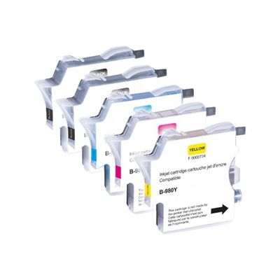 3584770881870-Cartouche compatible Brother LC1100/LC980 - Pack de 5 - noir x2, cyan, magenta, jaune - UPr-P_79359348_1-0