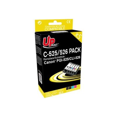 3584770882563-Cartouche compatible Canon PGI-525/CLI-526 - pack de 5 - noir x2, cyan, magenta, jaune - Up-P_79361892_2-1