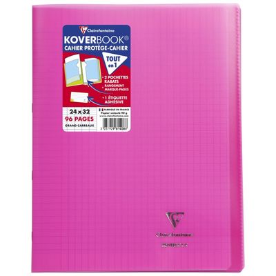 3037929814019-Clairefontaine Koverbook - Cahier polypro 24 x 32 cm - 96 pages - grands carreaux (Seyes) - dispon-P_79409491_11-10