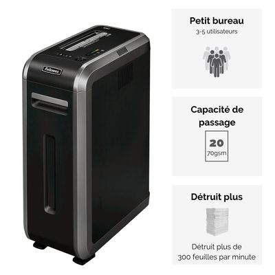 0043859628032-Fellowes Powershred 125Ci - destructeur de documents coupe croisée - 20 feuilles - Corbeille 53-P_79419175_10-3