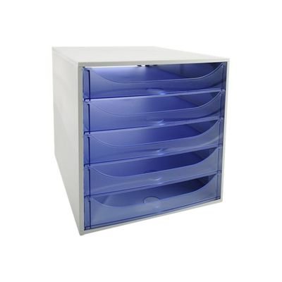 9002493423701-Exacompta Ecobox - Module de classement 5 tiroirs - gris/bleu translucide-P_79445315_1-0