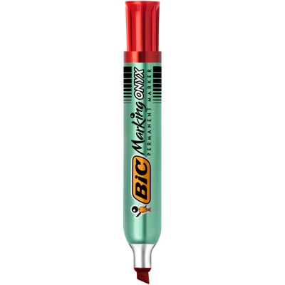 3086129998937-BIC ONYX 1591 - Marqueur permanent - pointe biseau - rouge--0
