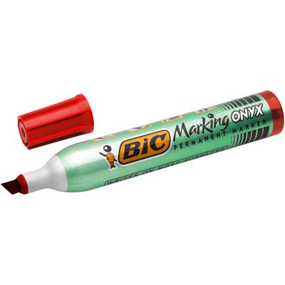 3086129998937-BIC ONYX 1591 - Marqueur permanent - pointe biseau - rouge--1