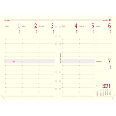 3664447056685-Oberthur 21 - Recharge pour organiseur - 1 semaine sur 2 pages - 14,5 x 23,5 cm--0