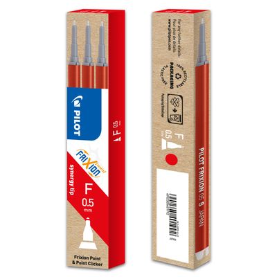 4902505401992-Pilot Frixion Point - 3 Recharges pour rollers effaçables - 0,5 mm - rouge--1
