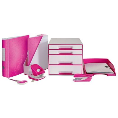 4002432394456-Leitz WOW - Corbeille à courrier rose--3