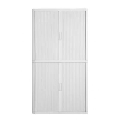 3660141929133-Armoire basse à rideaux EASY OFFICE - 110 x 204 x 41,5 cm - Corps, rideaux et poignée blanc--0