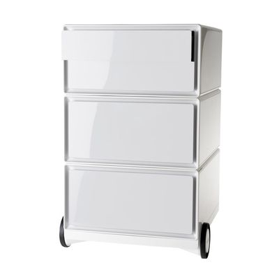 0000793672286-Caisson de bureau mobile EASYBOX - 2 tiroirs et 2 plumiers - Blanc--0
