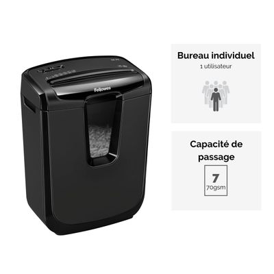 043859647316-Fellowes Powershred M-7C - destructeur de documents coupe croisée - 7 feuilles - Corbeille 14 litres--1