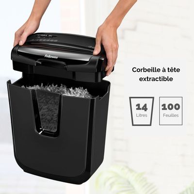 043859647316-Fellowes Powershred M-7C - destructeur de documents coupe croisée - 7 feuilles - Corbeille 14 litres--3