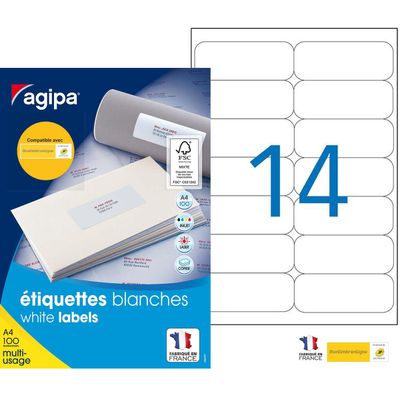 3270241189865-Apli Agipa - 1400 Étiquettes adhésives blanches multi-usages - 99,1 x 38,1 mm - coins arrondis - réf--0