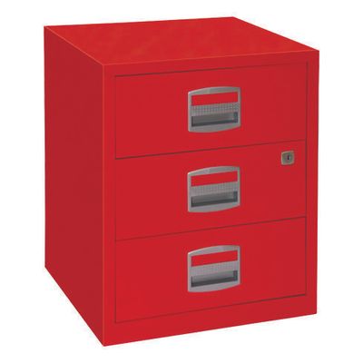 3700339877751-Caisson mobile métallique monobloc - H52 x L41 x P40 cm - 3 tiroirs - rouge--0