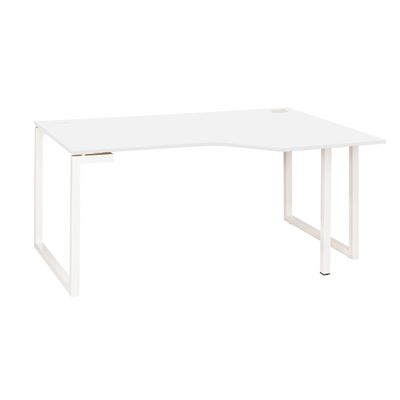 3483600495693-Bureau compact à droite SUNDAY - 160 cm - Pieds cadre - Blanc--0