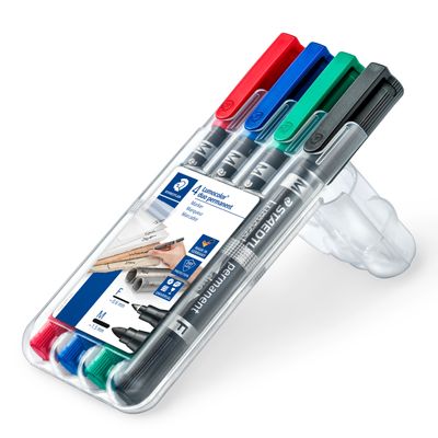 4007817348079-STAEDTLER Lumocolor duo - Pack de 4 marqueurs permanents - double pointe fine et moyenne - couleurs ass--1