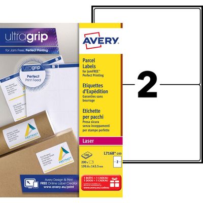 3266550260029-Avery - 200 Étiquettes adresse blanches - 199,6 x 143,5 mm - Impression laser - réf L7168-100--0
