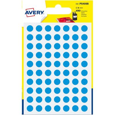 5014702026287-Avery - 490 Pastilles adhésives - bleu - diamètre 8 mm--0