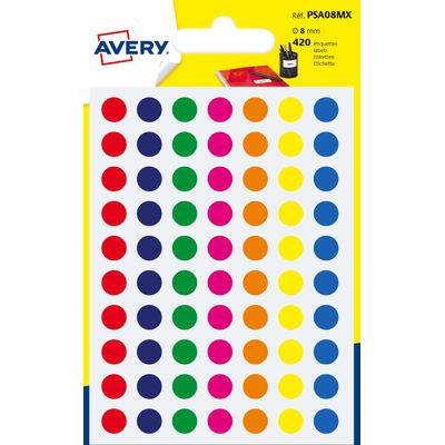 5014702026324-Avery - 420 Pastilles adhésives - couleurs assorties - diamètre 8 mm--0