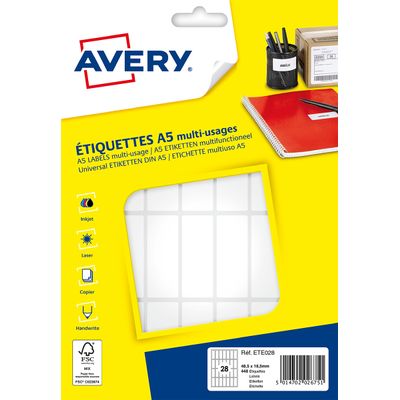 5014702026751-Avery - Etui A5 - 448 Étiquettes multi-usages blanches - 48,5 x 18,5 mm - réf ETE028--0