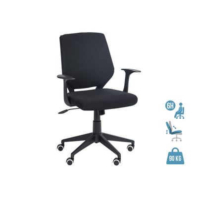 3760185028219-Fauteuil de bureau NEWTON - accoudoirs fixes - Noir--0
