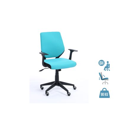 3760185028233-Fauteuil de bureau NEWTON - accoudoirs fixes - Turquoise--0
