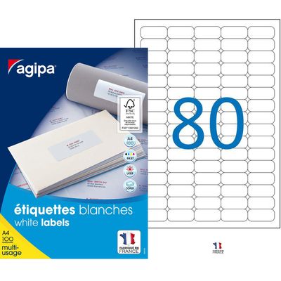 3270241021639-Apli Agipa - 8000 Étiquettes adhésives blanches multi-usages - 35,6 x 16,9 mm - coins arrondis - réf--0