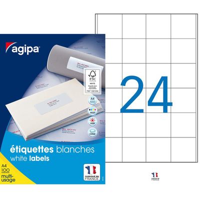 3270241021660-Apli Agipa - 2400 Étiquettes adhésives blanches multi-usages - 50 x 50 mm - coins droits - réf 10216--0