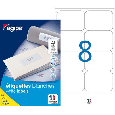 3270241189872-Apli Agipa - 800 Étiquettes adhésives blanches multi-usages - 99,1 x 67,7 mm - coins arrondis - réf --0