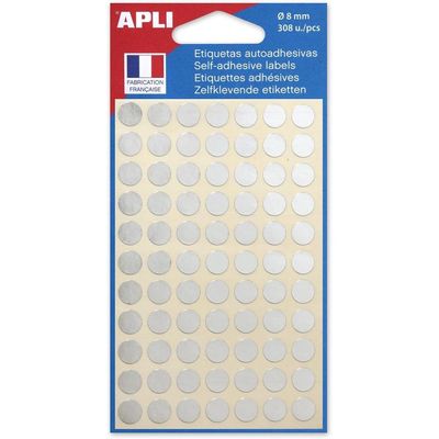 3270241006018-Apli Agipa - 308 Pastilles adhésives - argent - diamètre 8 mm - réf 100601--0