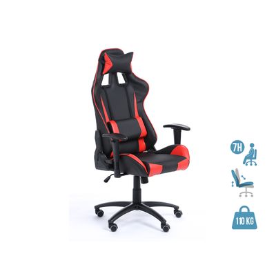 3760185028813-Fauteuil gamer SPORTING - accoudoirs réglables - noir et rouge--0