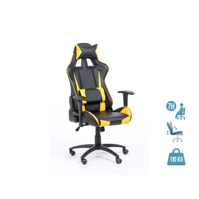 3760185028981-Fauteuil gamer SPORTING - accoudoirs réglables - noir et jaune--0