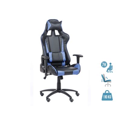 3760185028998-Fauteuil gamer SPORTING - accoudoirs réglables - noir et bleu--0